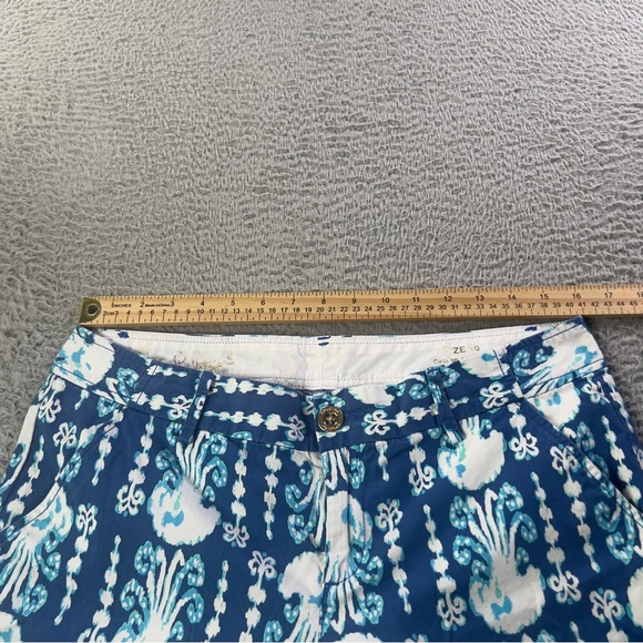Lilly Pulitzer Pants Womens 10 Blue Jellyfish Beach Cocoanut Walk Cropped Preppy - Picture 3 of 10